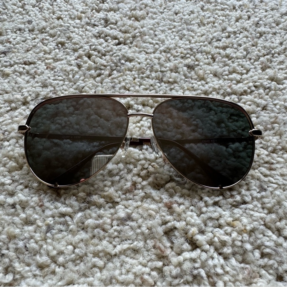 Quay Australia High Key Gold Aviator Sunglasses